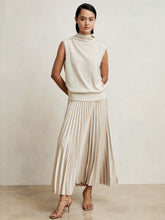 Pleated Midi Skirt in Champagne Neutral | Reiss For Sale
