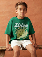 9-13 yrs SmileyWorld Sun Motif T-Shirt in Bright Green | Reiss USA