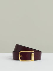 Leather Half Keeper Belt in Burgundy | Reiss Discount
