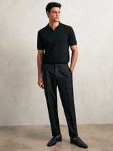 Tapered Drawstring Tailored Trousers in Black | Reiss