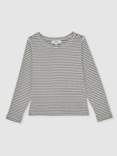 13-14 yrs Cotton Pointelle Long Sleeve Top in Navy/White | Reiss For Sale