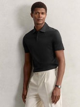 Cotton Short-Sleeve Polo Shirt in Black | Reiss USA