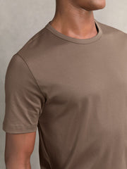 Airwater-Cotton Crew-Neck T-Shirt in Taupe Brown | Reiss Near Me
