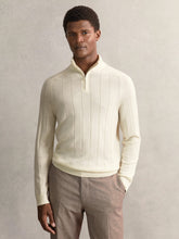 Merino Wool Wide-Rib Half-Zip Jumper in Bianco | Reiss USA