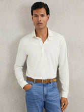 Cotton-Jersey Long Sleeve Polo Shirt in White | Reiss US