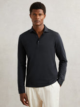 Cotton-Jersey Long Sleeve Polo Shirt in Navy | Reiss Sale