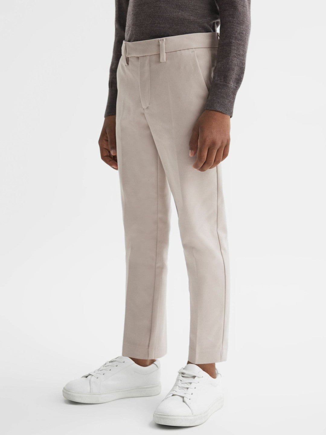 9-14 yrs Slim Fit Tapered Chinos in Stone | Reiss Near Me