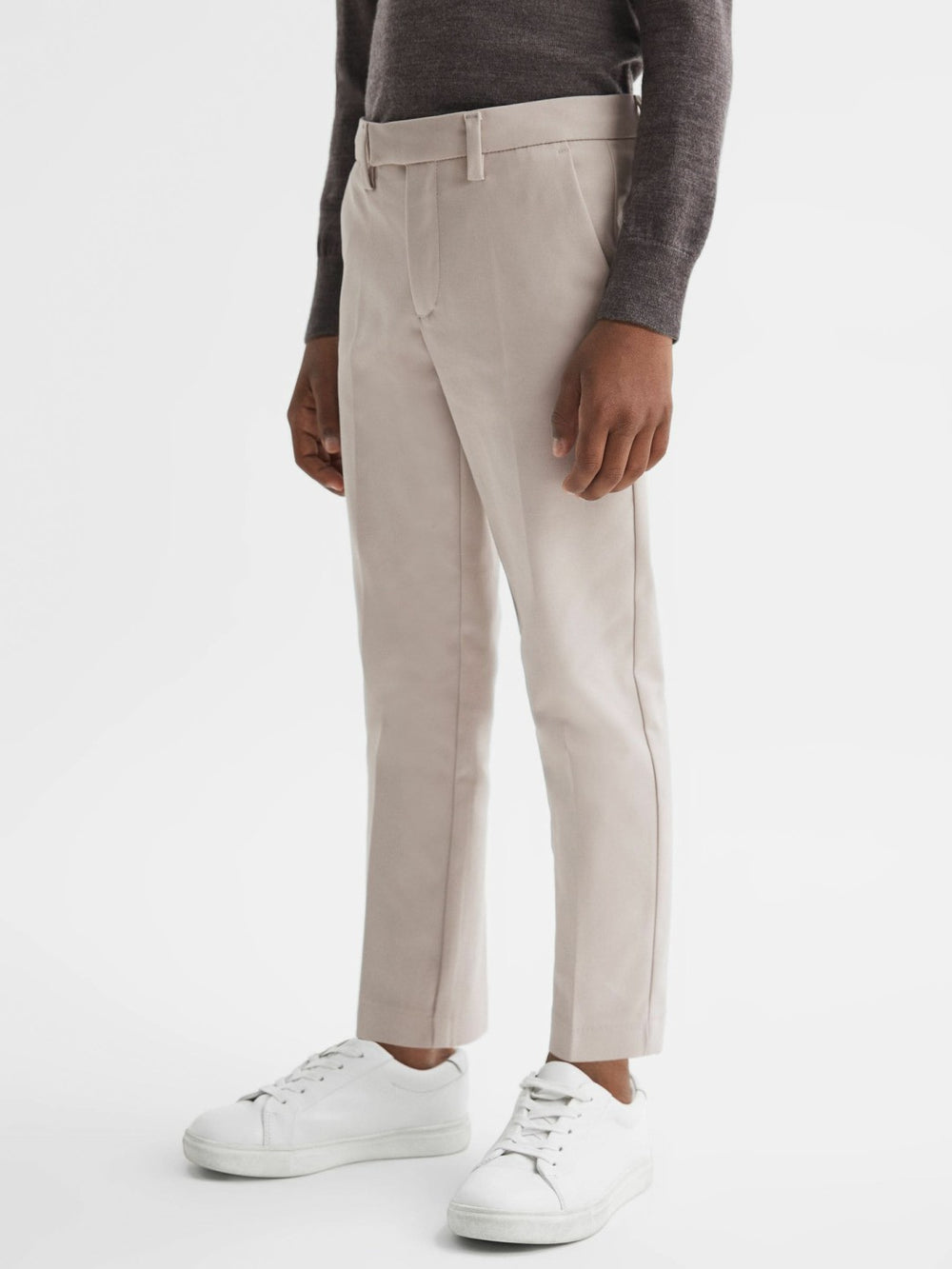 9-14 yrs Slim Fit Tapered Chinos in Stone | Reiss Near Me