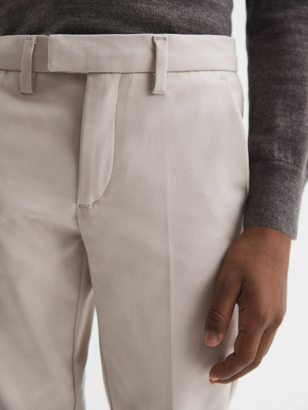 9-14 yrs Slim Fit Tapered Chinos in Stone | Reiss Near Me