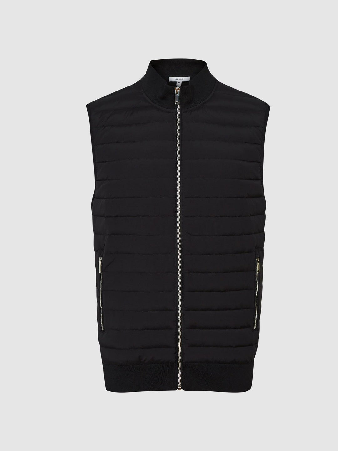 Hybrid Quilted Gilet in Black | Reiss Onsale