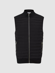 Hybrid Quilted Gilet in Black | Reiss Onsale