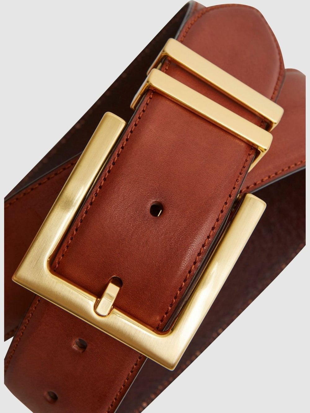 Leather Square Buckle Belt in Tan | Reiss For Sale