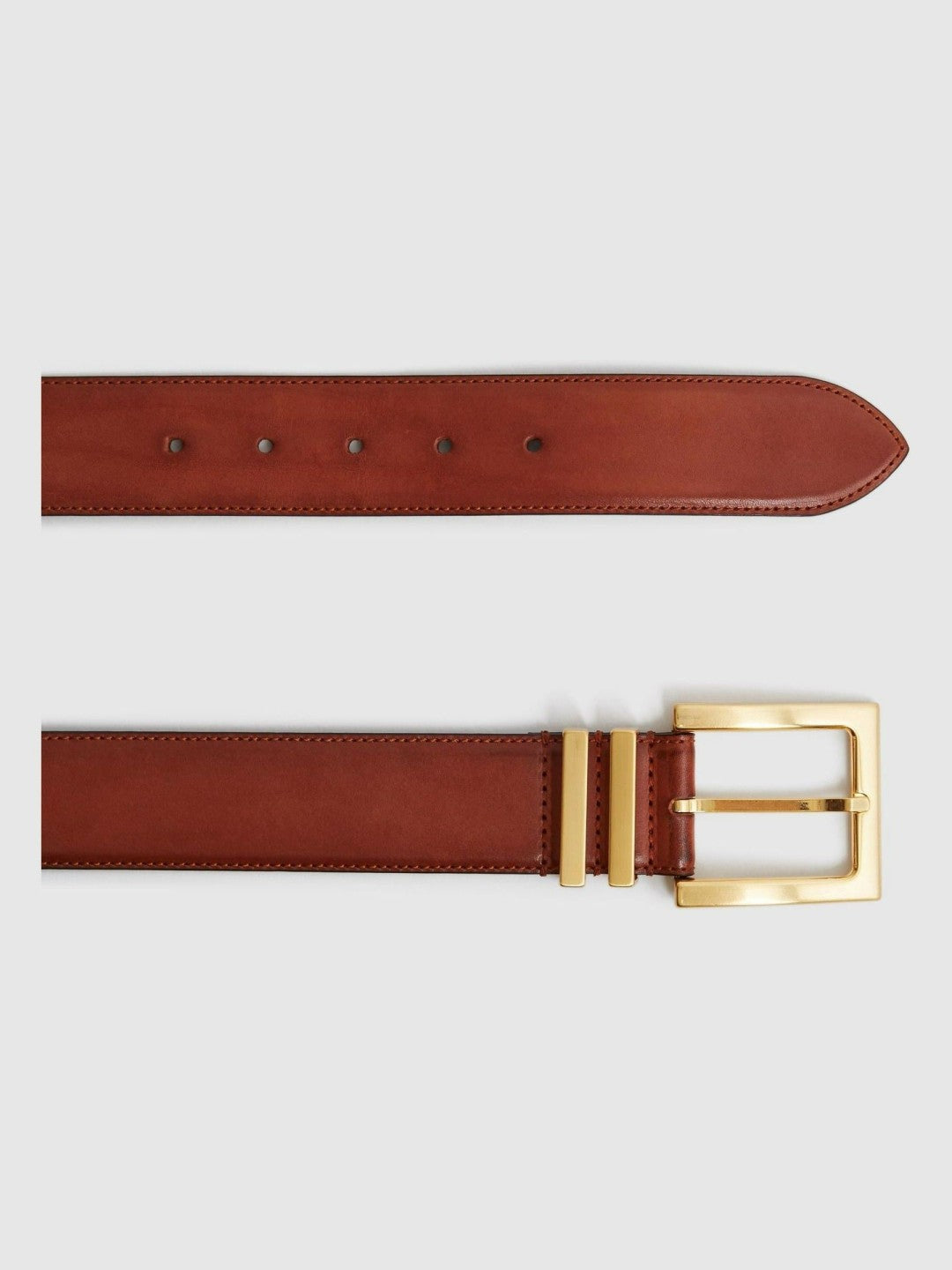 Leather Square Buckle Belt in Tan | Reiss For Sale