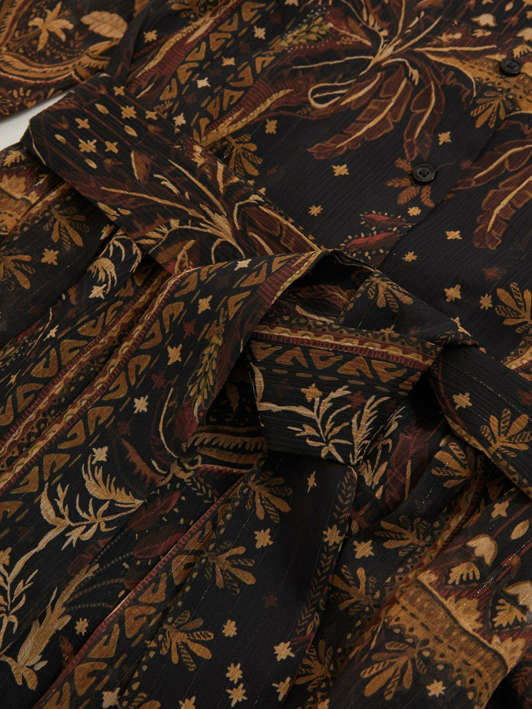 Botanical-Print Chiffon Mini Dress in Navy | Reiss US