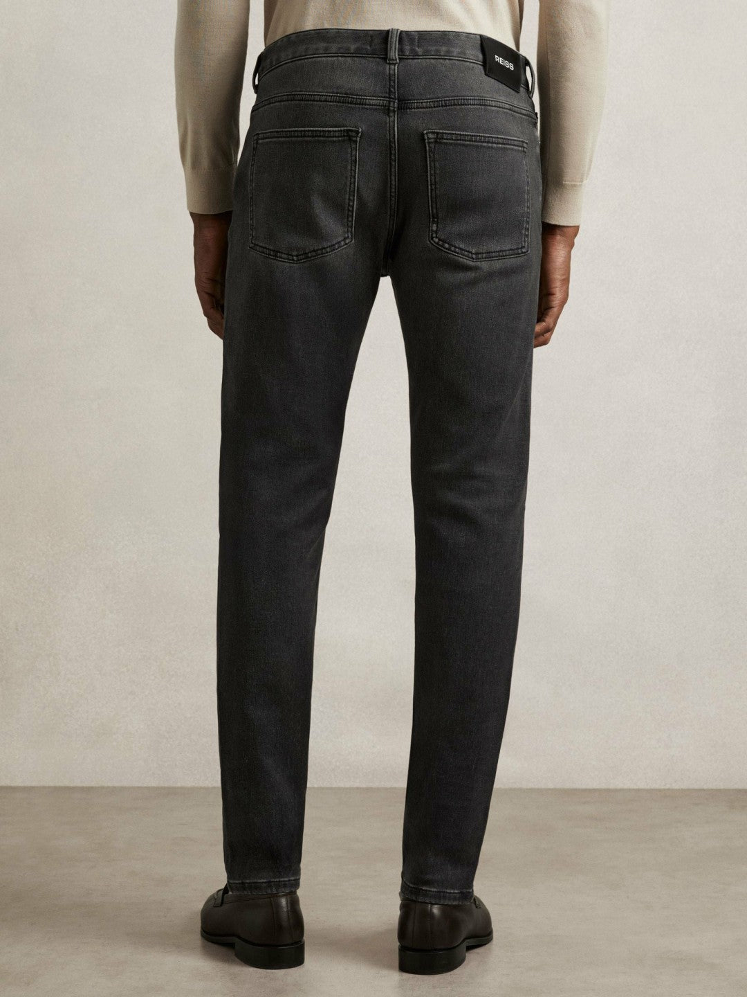 Tapered Slim-Fit Jeans in Washed Black | Reiss US