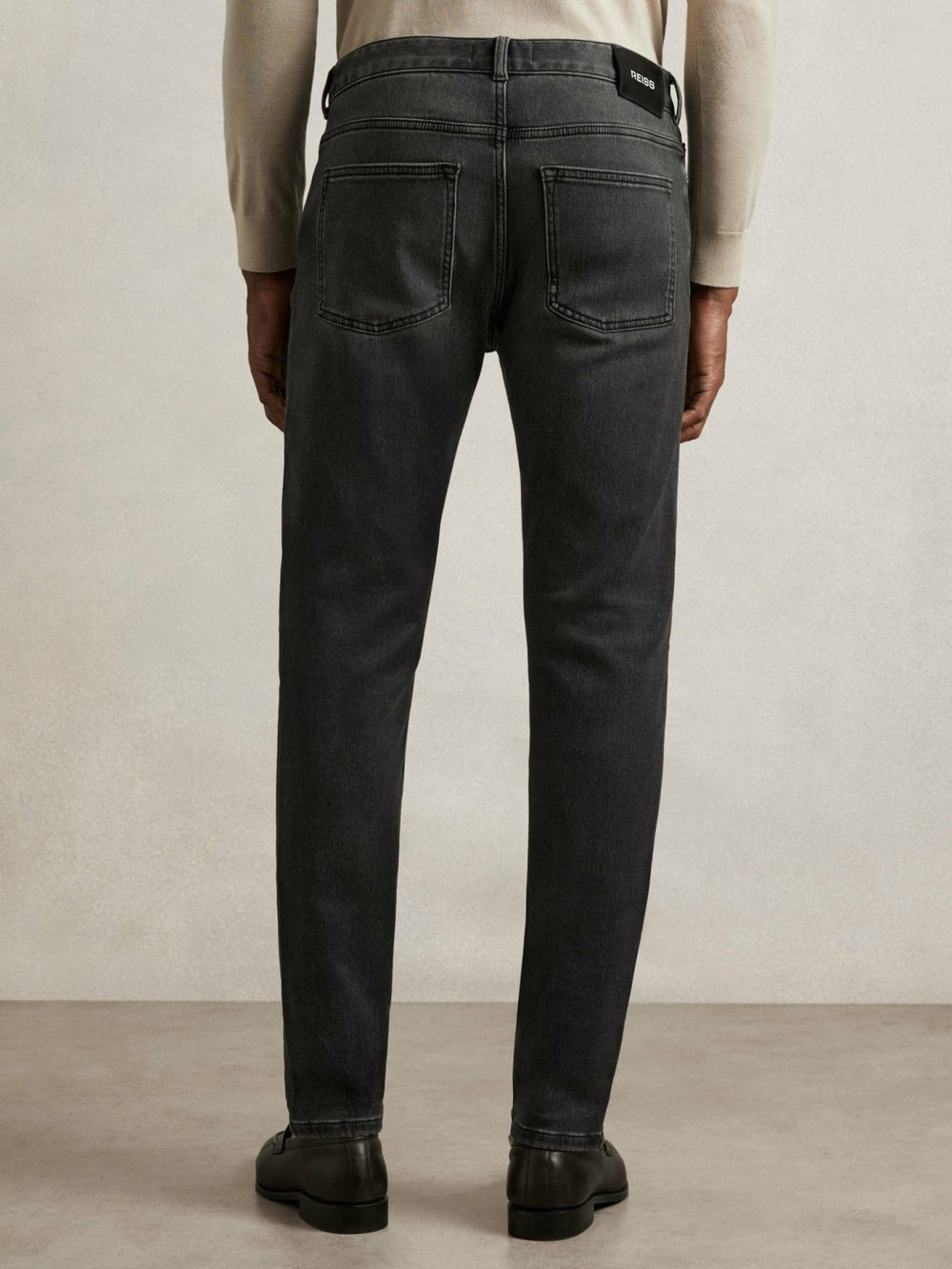 Tapered Slim-Fit Jeans in Washed Black | Reiss US
