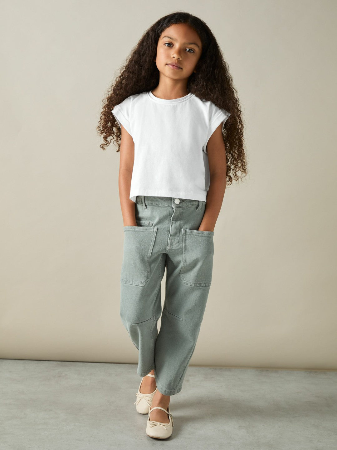 4-9 yrs Cotton-Jersey Cropped T-Shirt in White | Reiss For Sale