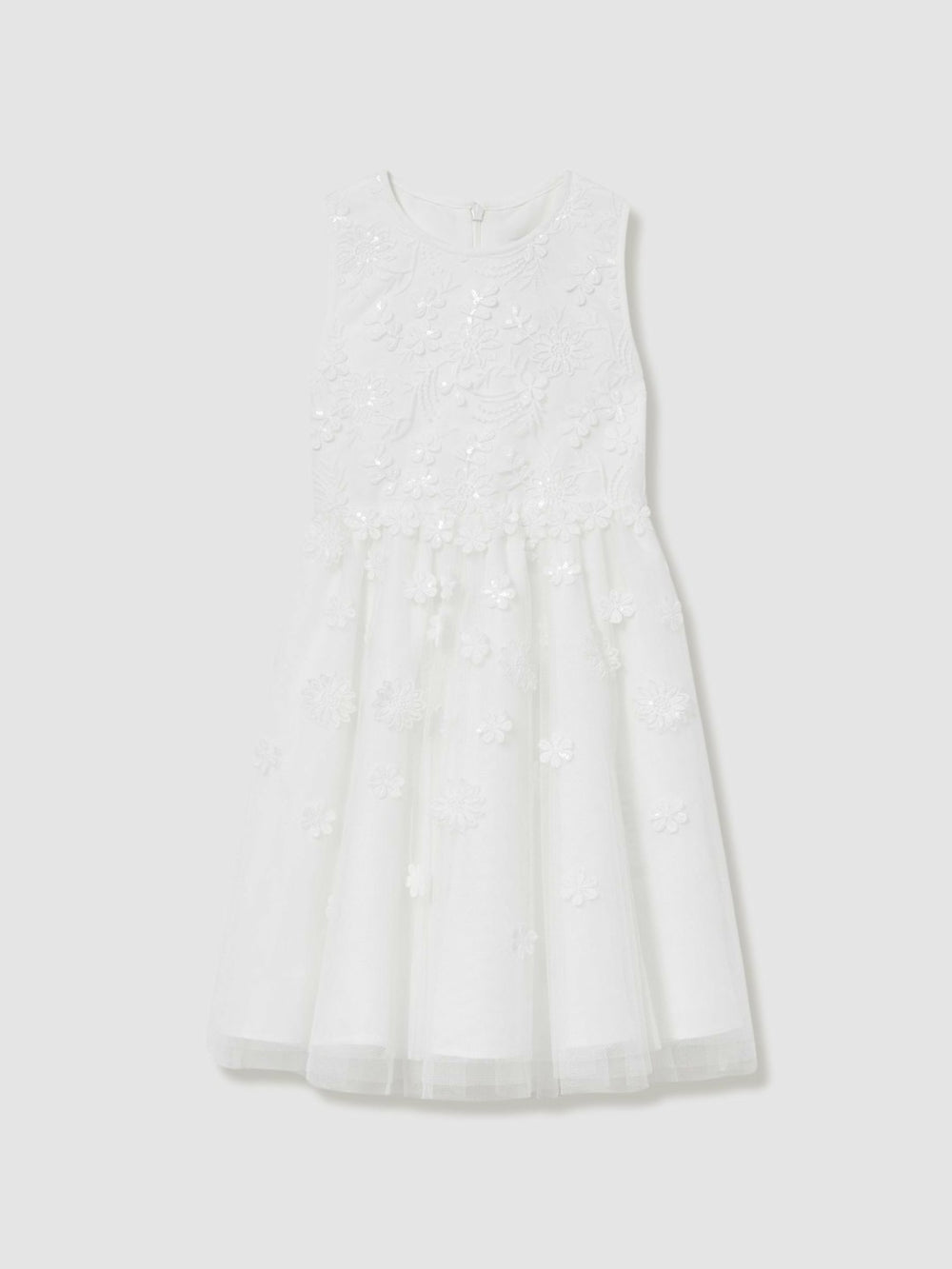 9-13 yrs Tulle Floral-Embroidered Bridesmaid Dress in Ivory | Reiss Onsale