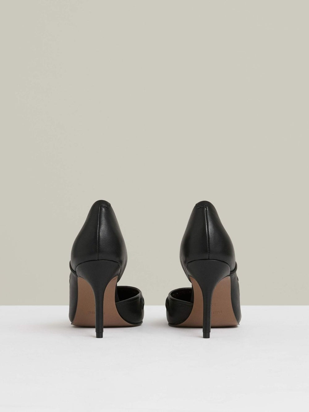 Leather Twist Detail Court Shoes in Black | Reiss Sale