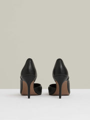 Leather Twist Detail Court Shoes in Black | Reiss Sale