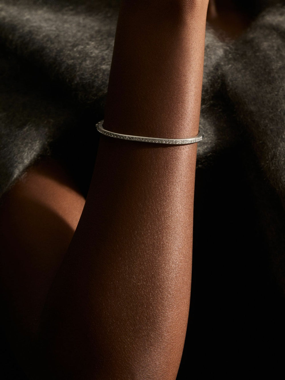 Hinged Crystal Cuff in Silver | Reiss Onsale
