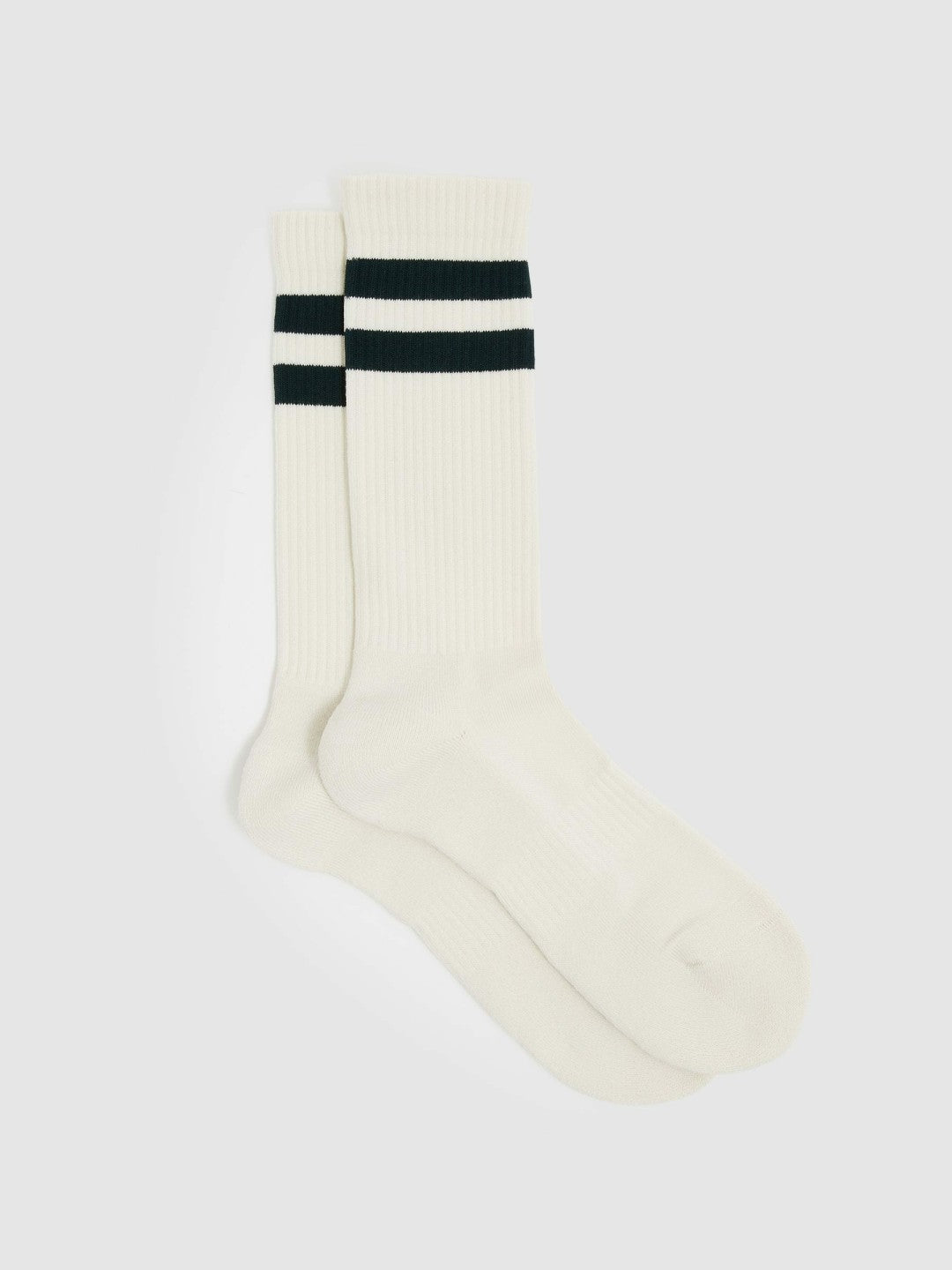 Cotton-Blend Double-Stripe Socks in Forest Green/Ecru | Reiss For Sale