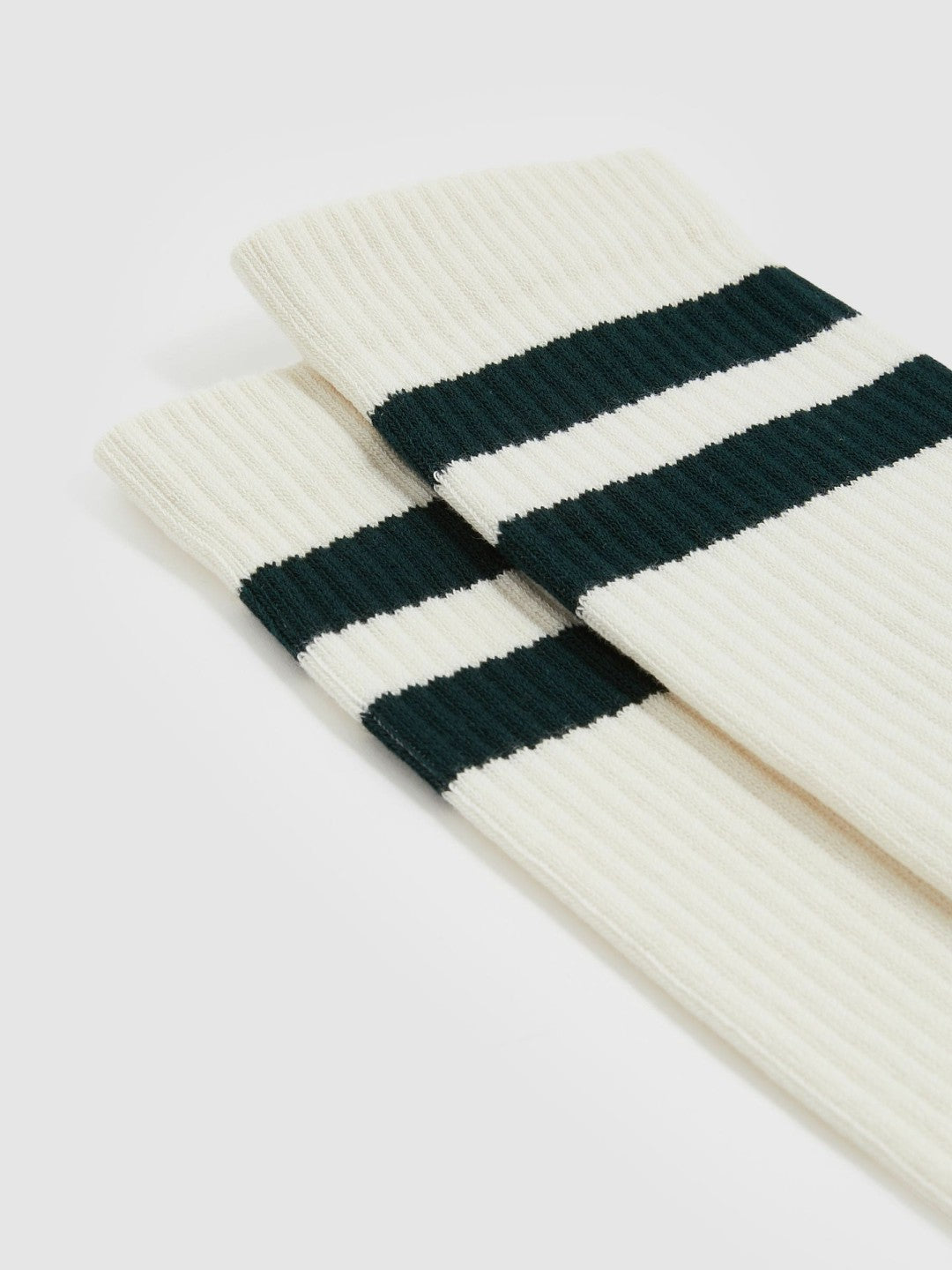 Cotton-Blend Double-Stripe Socks in Forest Green/Ecru | Reiss For Sale