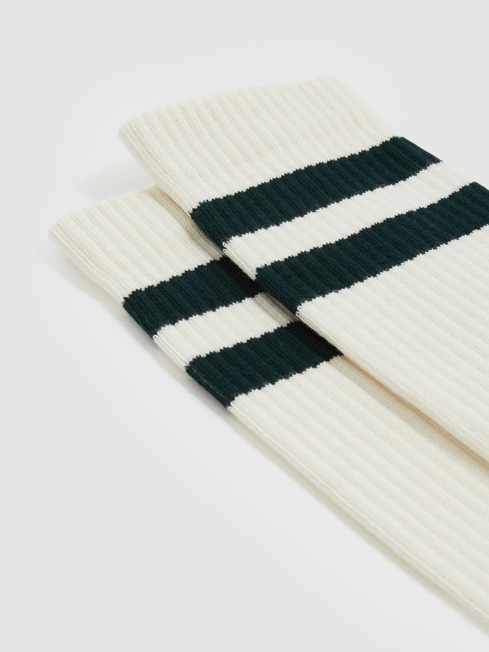 Cotton-Blend Double-Stripe Socks in Forest Green/Ecru | Reiss For Sale