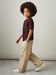 3-9 yrs Cotton Crew-Neck T-Shirt in Bordeaux | Reiss USA