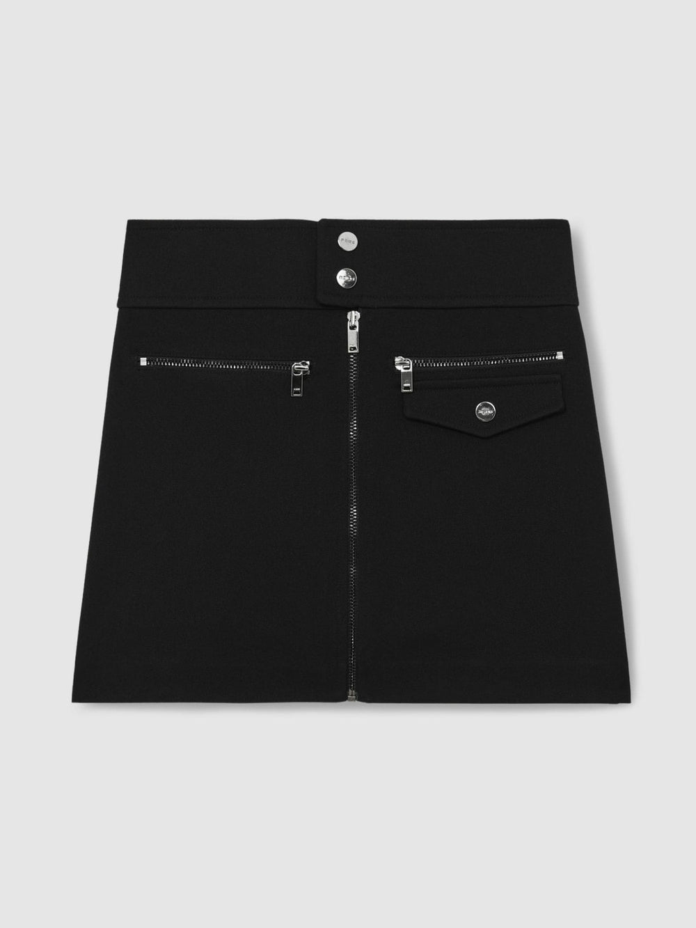 13-14 yrs Piqué Zip-Detail Mini Skirt in Black | Reiss For Sale