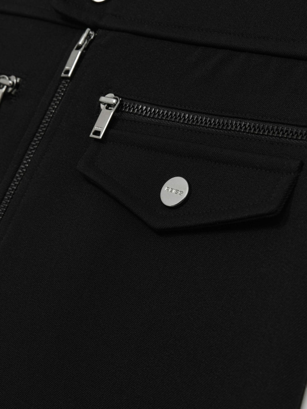 13-14 yrs Piqué Zip-Detail Mini Skirt in Black | Reiss For Sale
