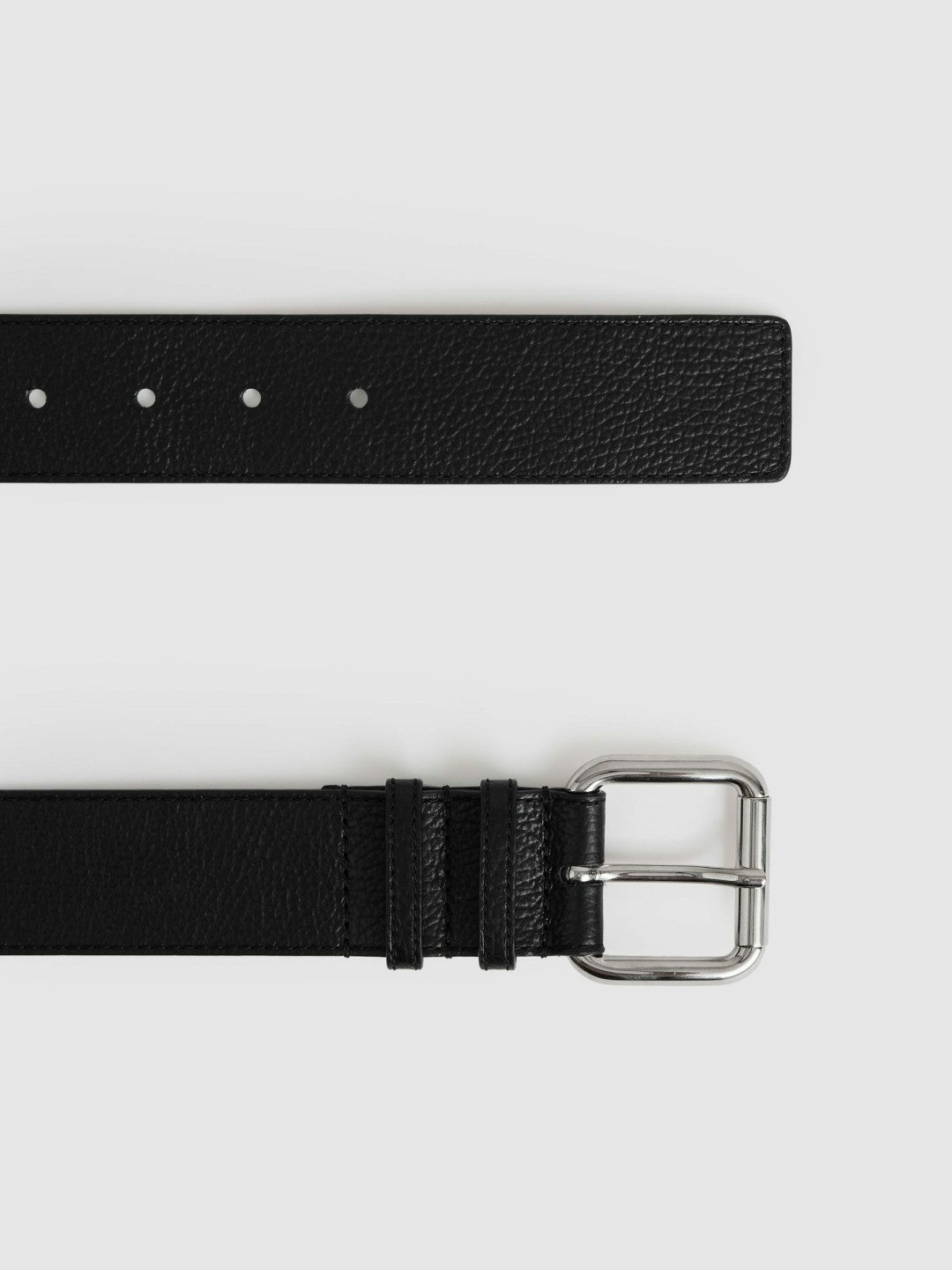 Leather Square Roller Buckle Belt in Black | Reiss Near Me