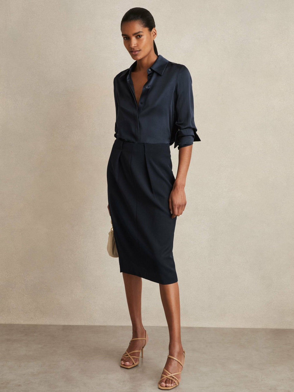 Tailored Midi Suit Skirt in Navy | Reiss Discount