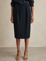 Tailored Midi Suit Skirt in Navy | Reiss Discount