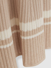 9-13 yrs Rib-Knit Pointelle Flared Dress in Pale Pink | Reiss Sale