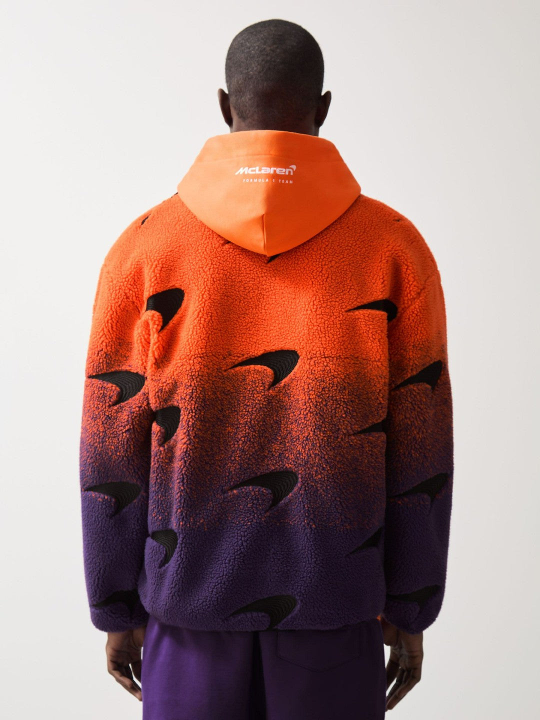 Unisex Fit McLaren F1 Team Ombré Fleece Jacket in Papaya Orange/Purple | Reiss Near Me