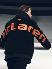 McLaren F1 Team Embroidered Fleece Jacket Unisex Fit in Black | Reiss For Sale
