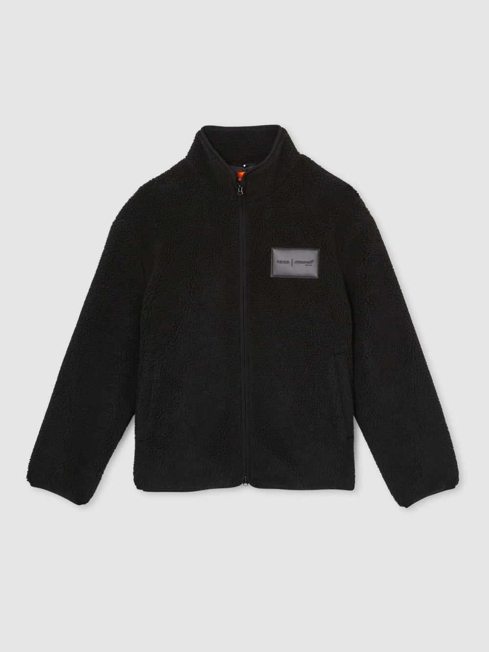 McLaren F1 Team Embroidered Fleece Jacket Unisex Fit in Black | Reiss For Sale