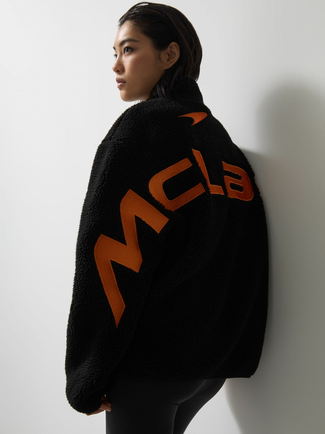 McLaren F1 Team Embroidered Fleece Jacket Unisex Fit in Black | Reiss For Sale