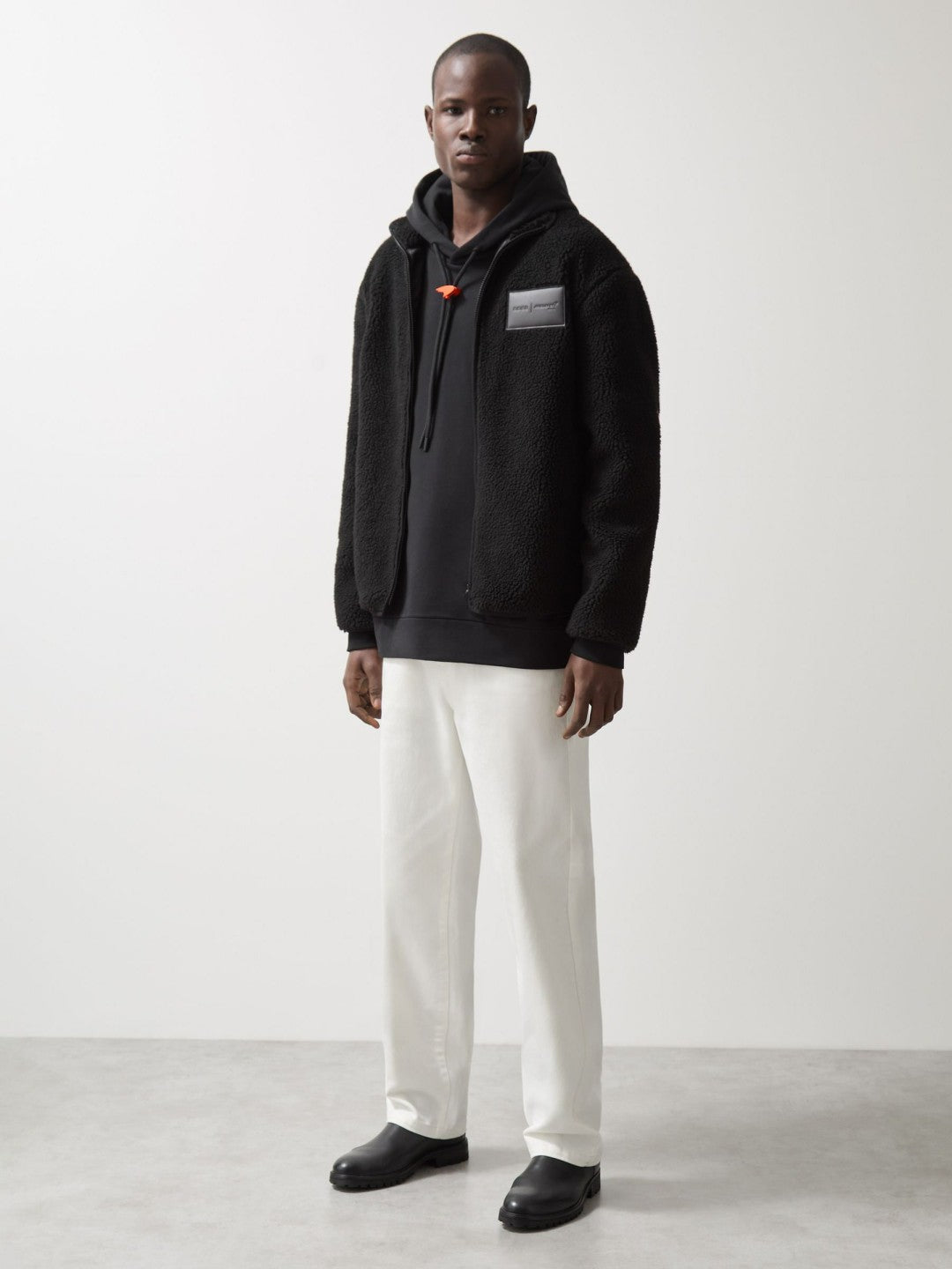 McLaren F1 Team Embroidered Fleece Jacket Unisex Fit in Black | Reiss For Sale