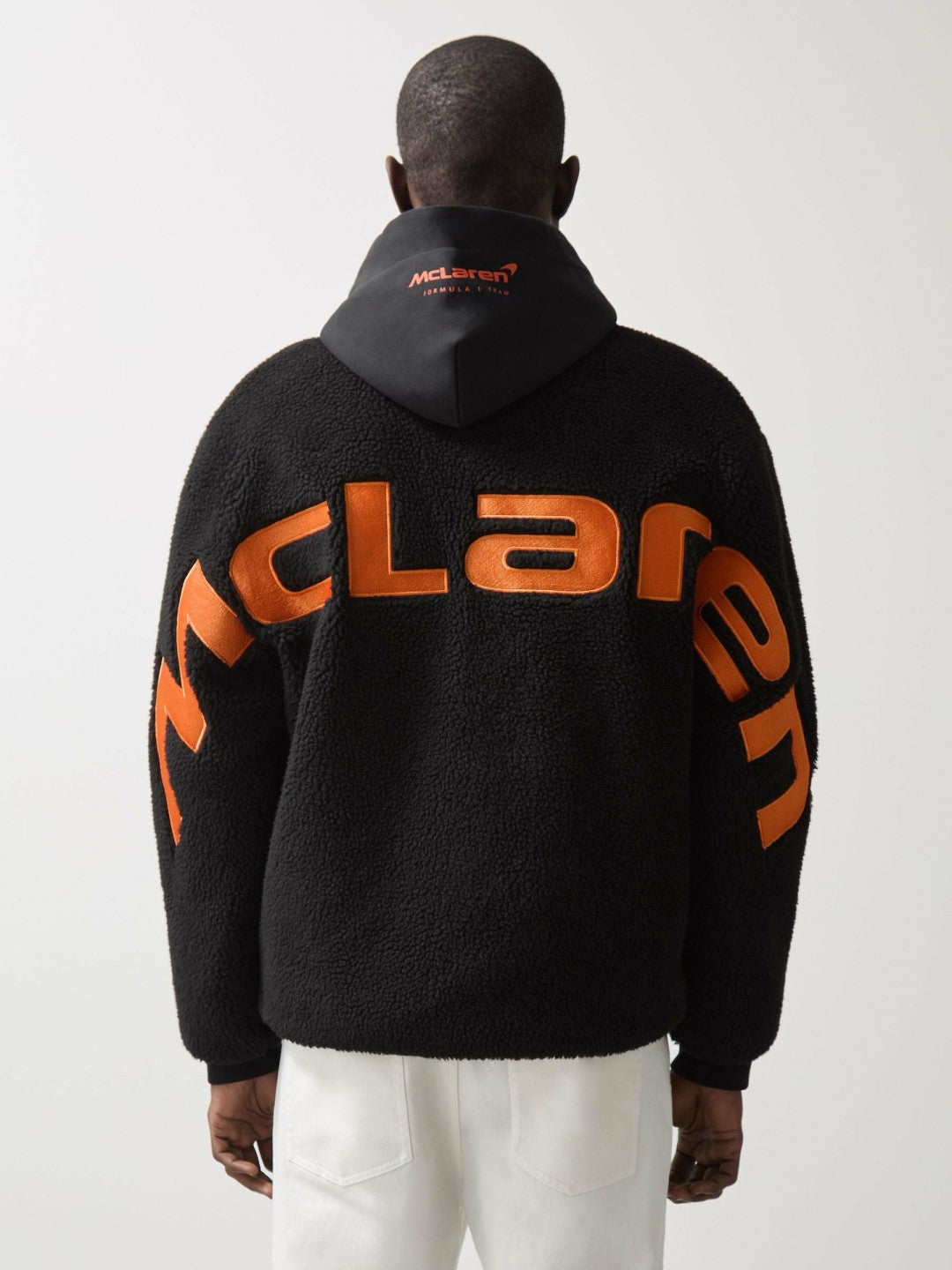 McLaren F1 Team Embroidered Fleece Jacket Unisex Fit in Black | Reiss For Sale