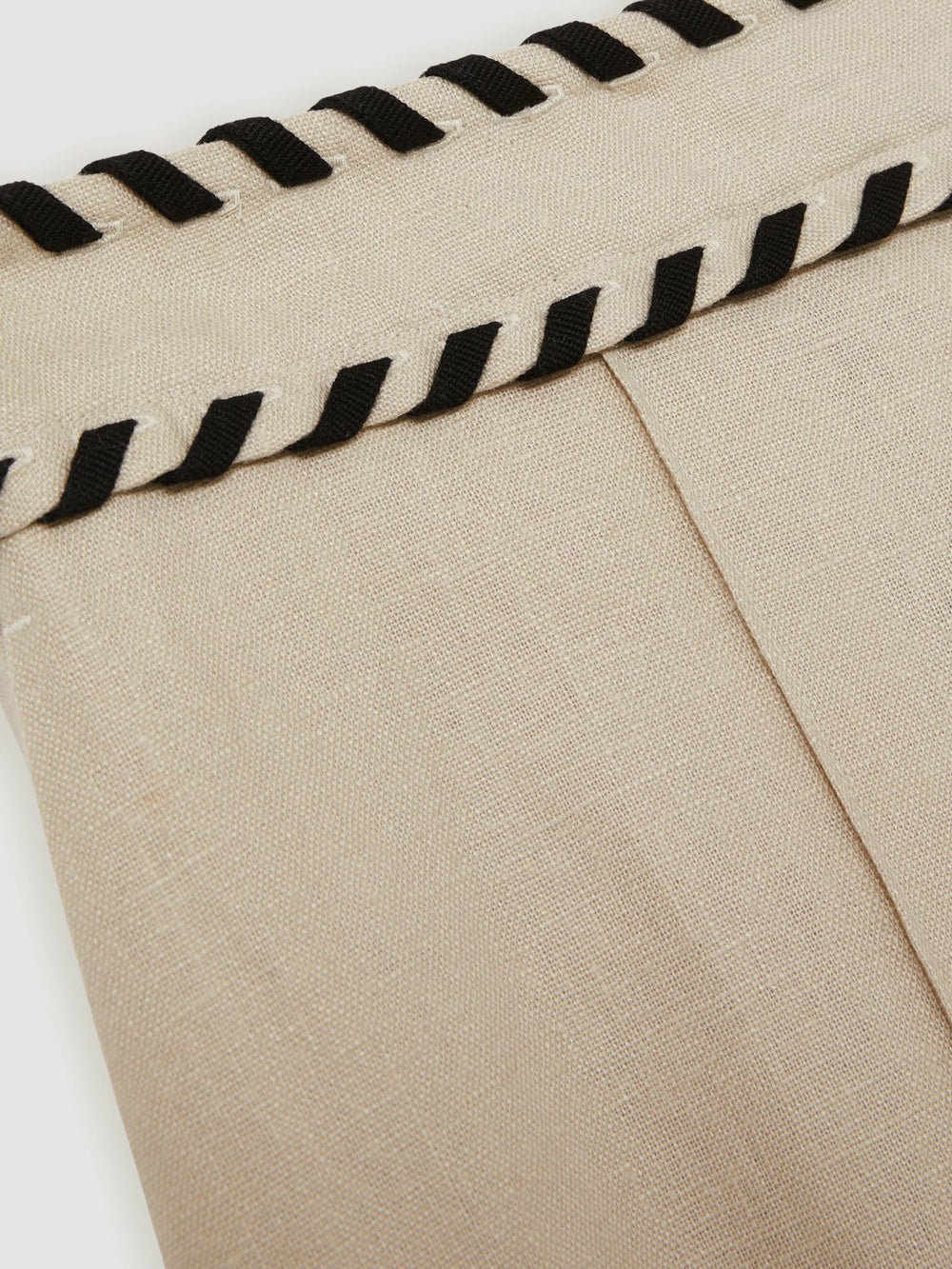 Petite Linen Wide-Leg Whipstitch Trousers in Neutral | Reiss Near Me