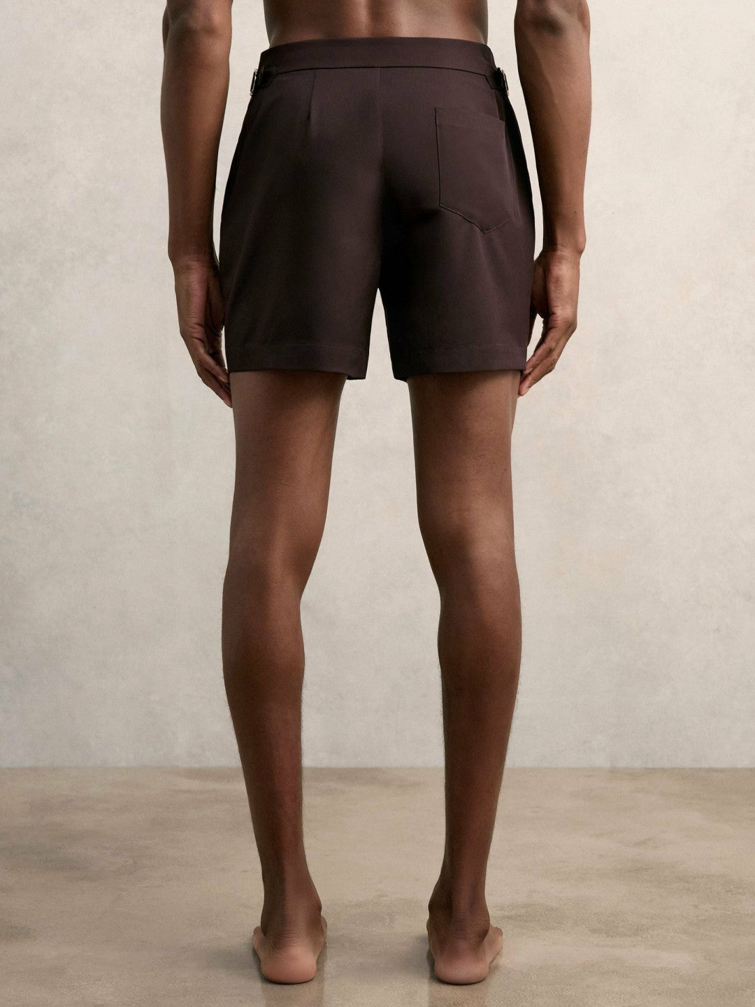 Side-Adjuster Swim Shorts in Chocolate Brown | Reiss Onsale