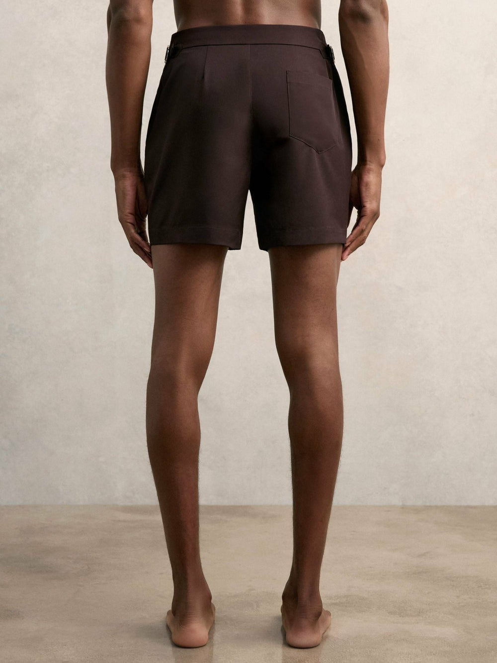 Side-Adjuster Swim Shorts in Chocolate Brown | Reiss Onsale