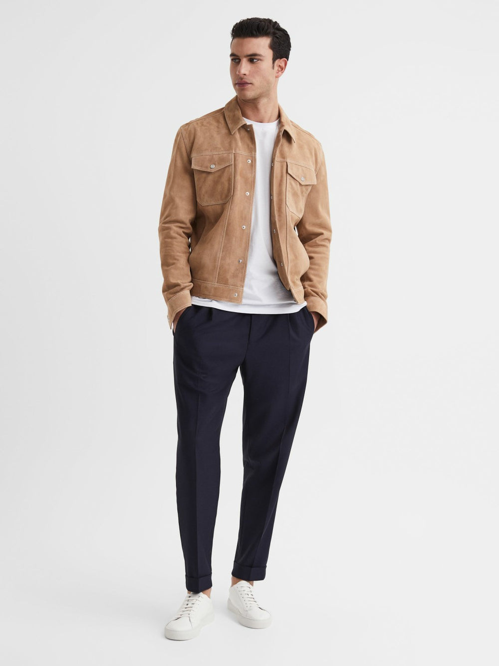 Leather Low-Top Trainers in White | Reiss Sale