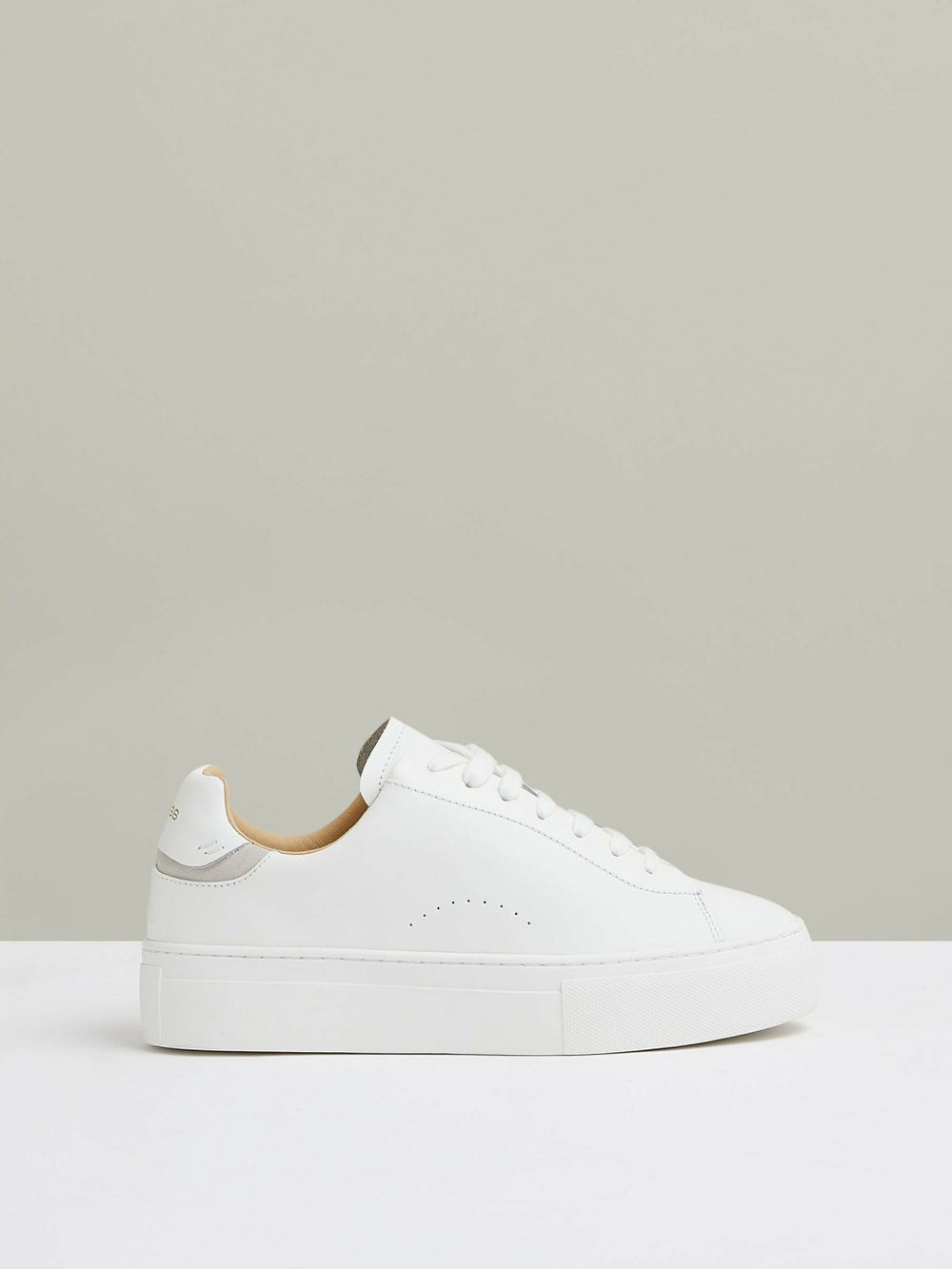Leather Low-Top Trainers in White | Reiss US