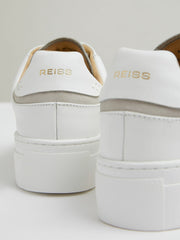 Leather Low-Top Trainers in White | Reiss US