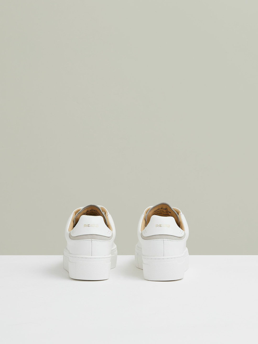 Leather Low-Top Trainers in White | Reiss US