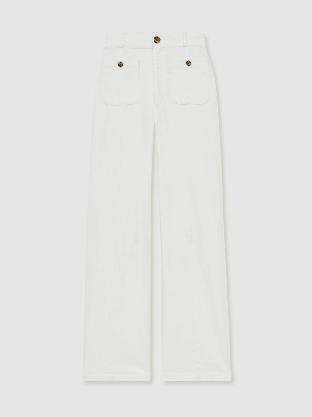 Paige Wide-Leg Patch Pocket Jeans in Ecru | Reiss Sale