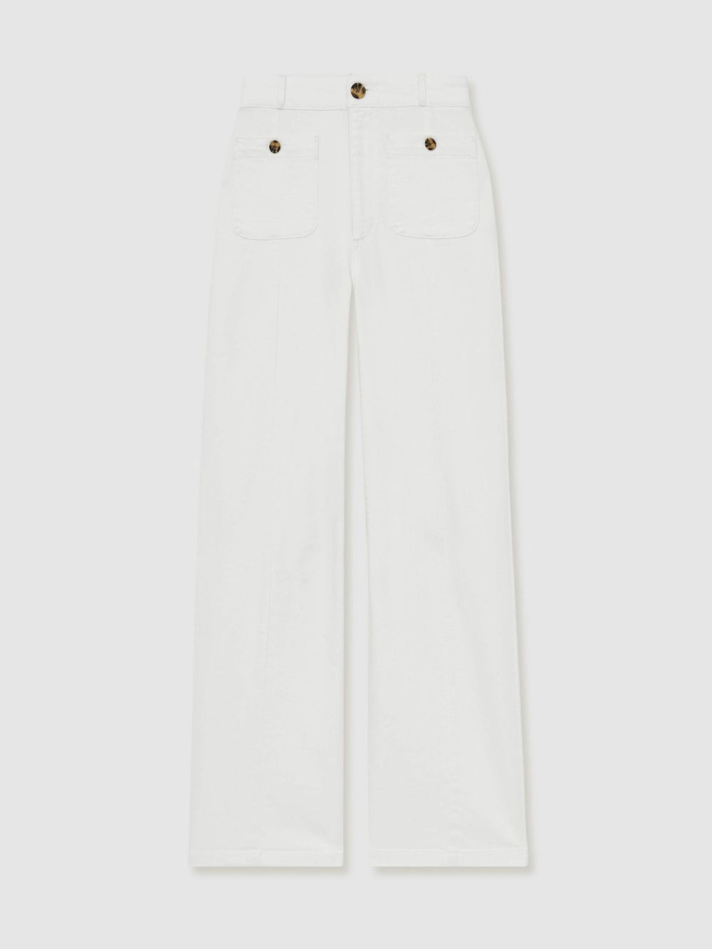 Paige Wide-Leg Patch Pocket Jeans in Ecru | Reiss Sale